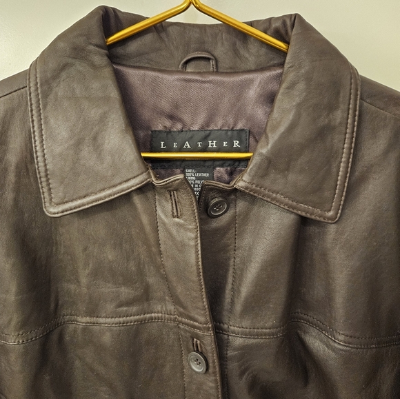 NWT - "Leather Elements" Brown Soft Leather Coat - Size 1X - Picture 12 of 16